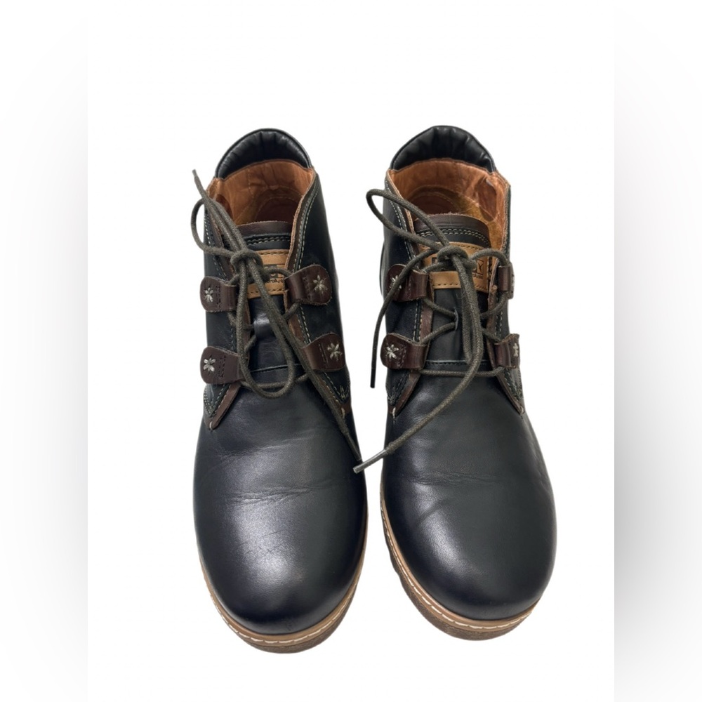 Pikolinos Black Leather Lace-Up Wedge Ankle Boots Size 39 (8.5–9) New condition - Picture 5 of 7
